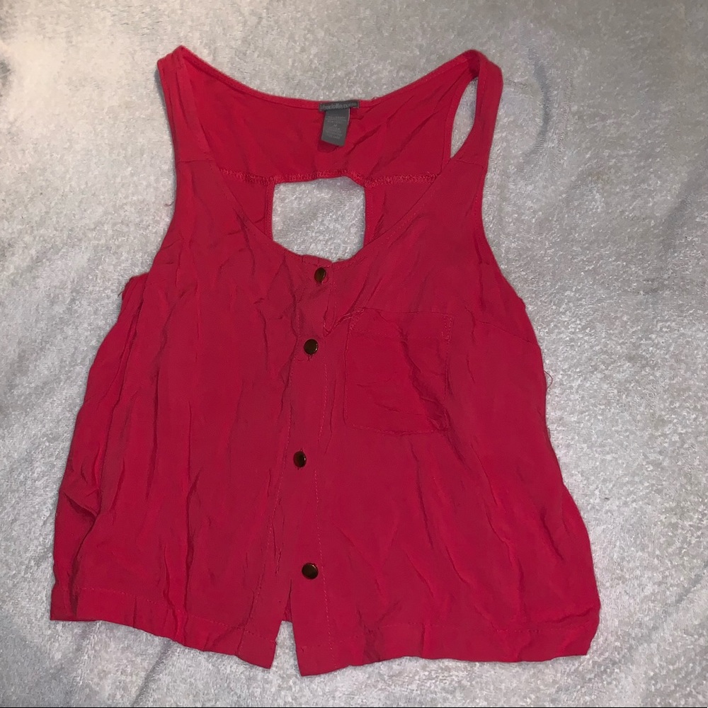 Pink button up crop top